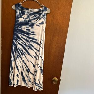 Blue Tie-Dye Sleeveless Dress